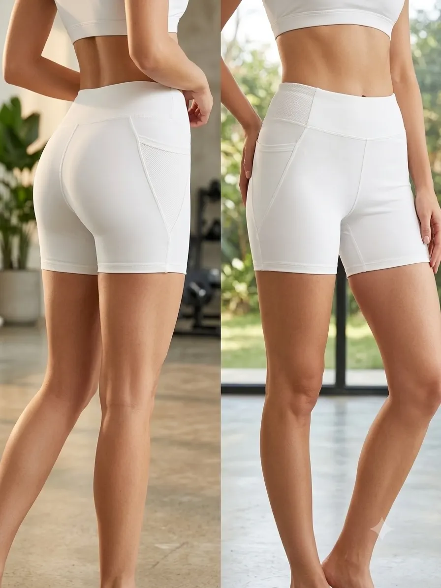 Pantaloneta deportiva stretch con bolsillos