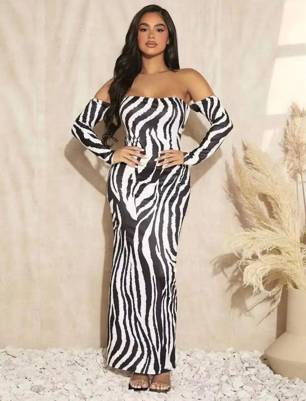 Vestido de noche diseño rayas de zebra SHEIN SXY