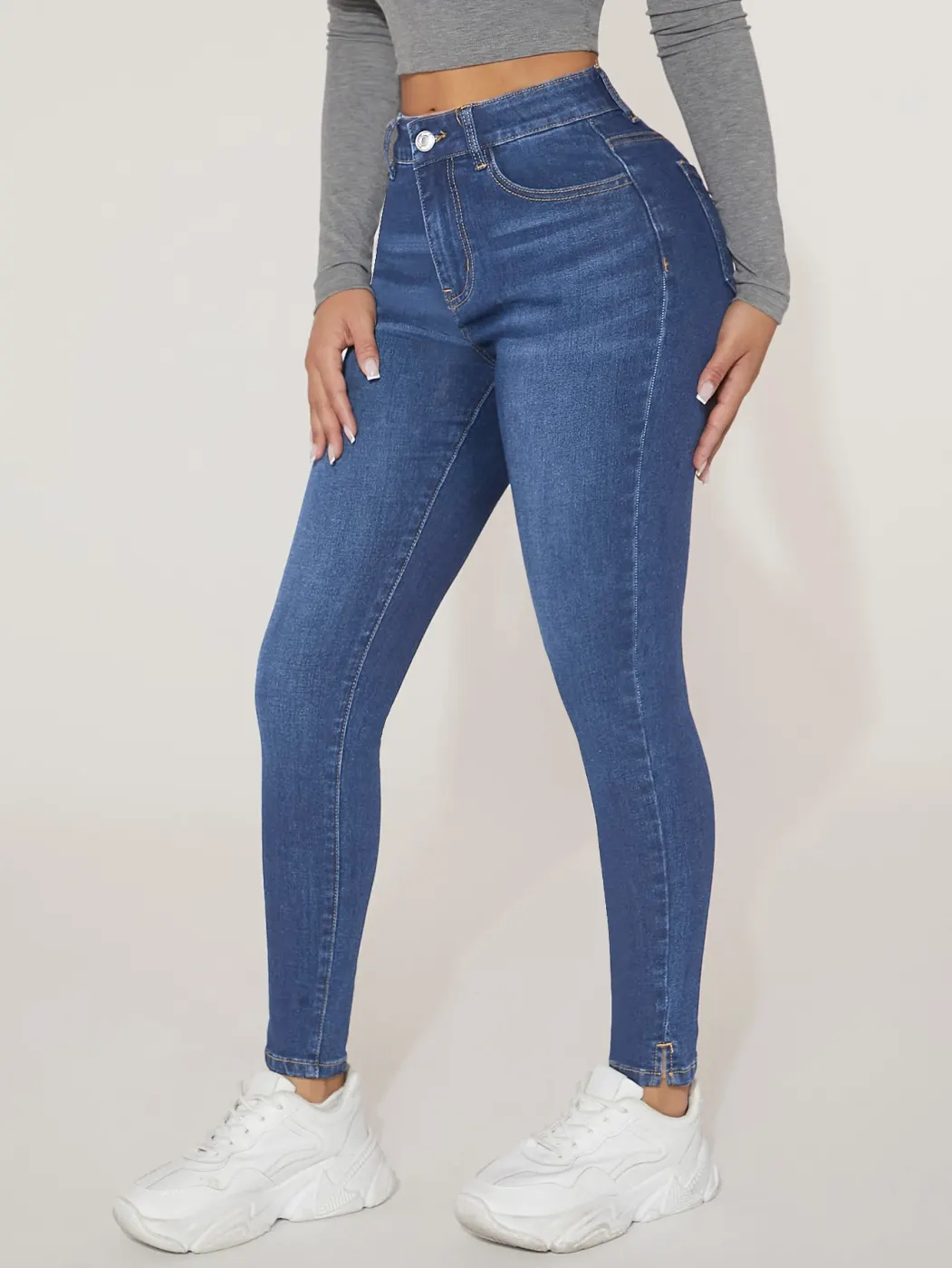 SHEIN PETITE Jeans ajustados talle alto